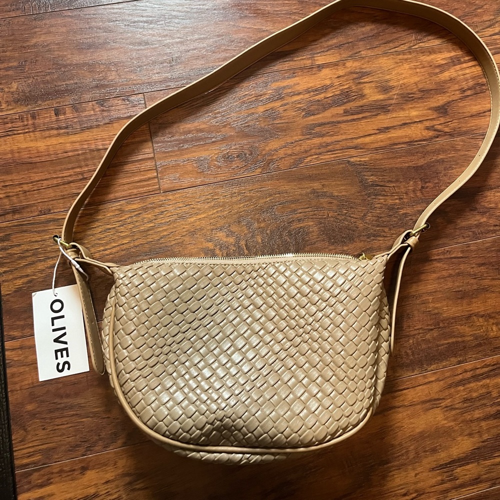 Olives Woven Half Moon Bag
